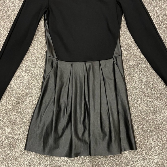 Wilfred Aritzia faux leather black mini long sleeve dress - Picture 3 of 12